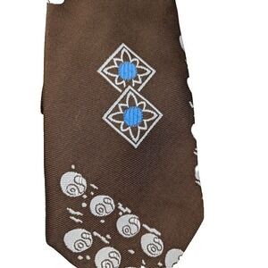 Fruit Of the Loom Men's Necktie Brown White Blue Design Polyester Classic